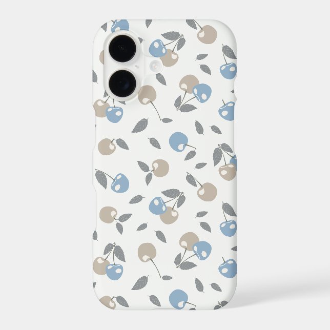 Boho Beach Cherries - beige blue fruit pattern. (Back)