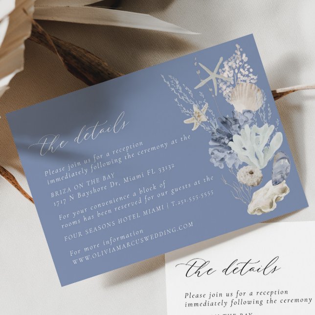Boho Beach Elegant Wedding Details Carte de clôtur (Details Card 2 Colors)
