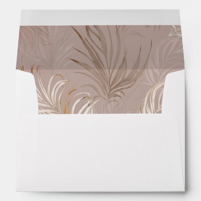 Boho Beach Enveloppe Feuille Tropical Beige & Taup (Dos (Bas))