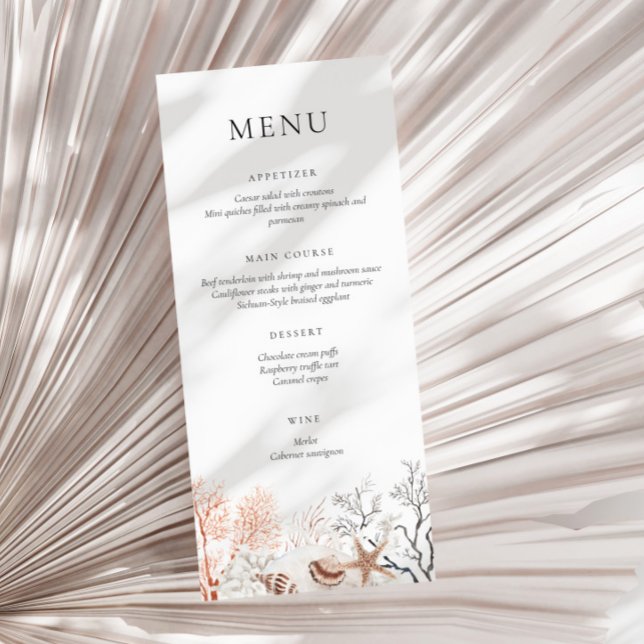 Boho Beach Neutral Coral Reef Menu (Creator Uploaded)