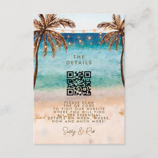 boho beach QR code carte d'information du mariage (Devant)