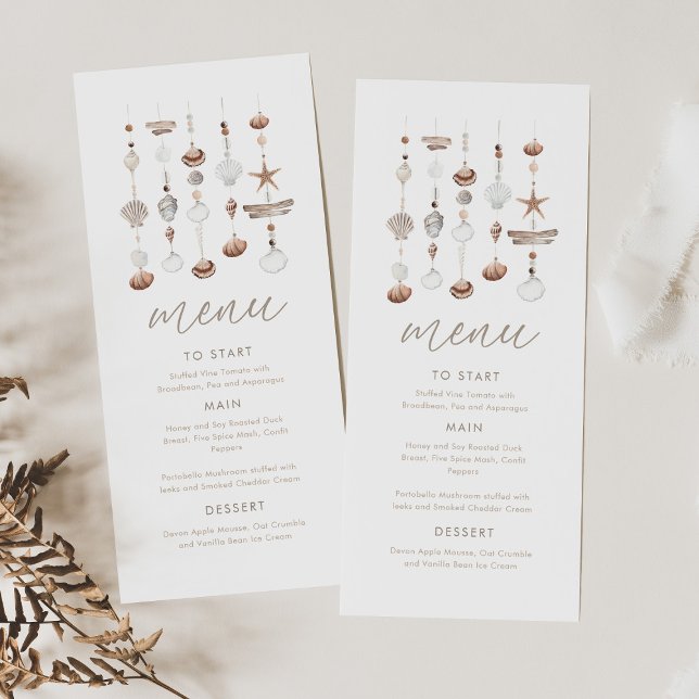 Boho Beach Shell Baby Shower Menu (Zazzle Boho Beach Shell Baby Shower Menu)