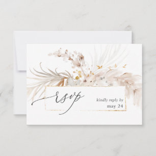 Boho Beach Tropical Beige Floral w Meal RSVP 2