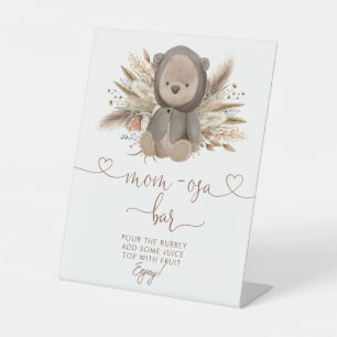 Boho Bear Baby Shower  Mom-osa Bar Pedestal Sign