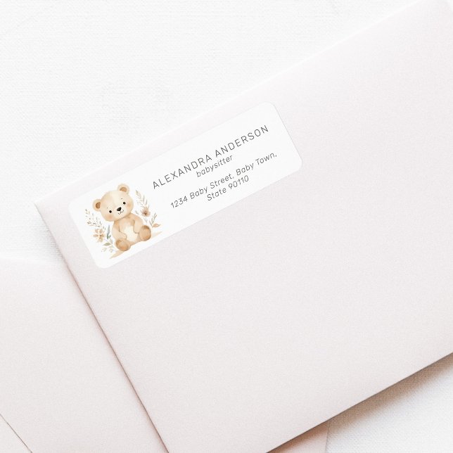 Boho Bear Babysitter Return Address (Boho Bear Babysitter Return Address label)
