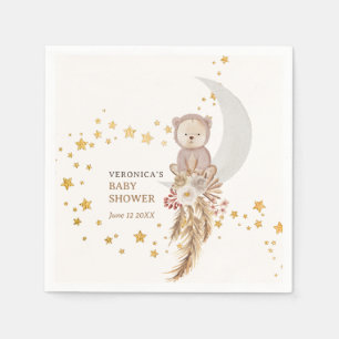 Boho Bear Moon Baby Shower Thank You Napkin