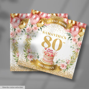 Boho Beautiful 80th Birthday Sign-In Guest Book
