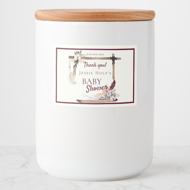 Boho Beautiful Southwestern Baby Shower Food Label (Front)