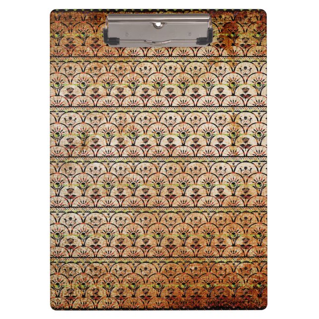 Boho Beauty, Brown Pattern Grunge Clipboard (Front)