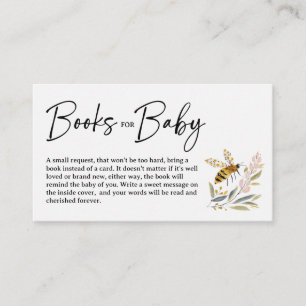 Boho Bee Baby Shower Books for Baby Enclosure Card