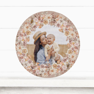 Boho Bee Watercolor Floral Custom Photo Mom Cutting Board