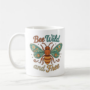 Boho Bee Wild and Free Floral Coffee Mug