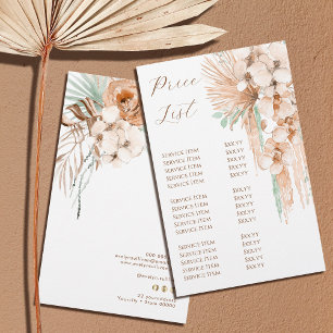 boho beige and mint price list flyer