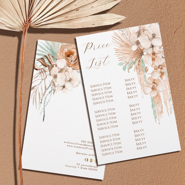 boho beige and mint price list flyer (Creator Uploaded)