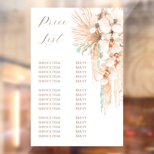 Boho Beige and Mint Price List Window Cling (Sheet 2)