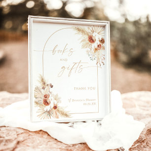Boho Beige Books & Gifts Sign   Arch Pampas Grass