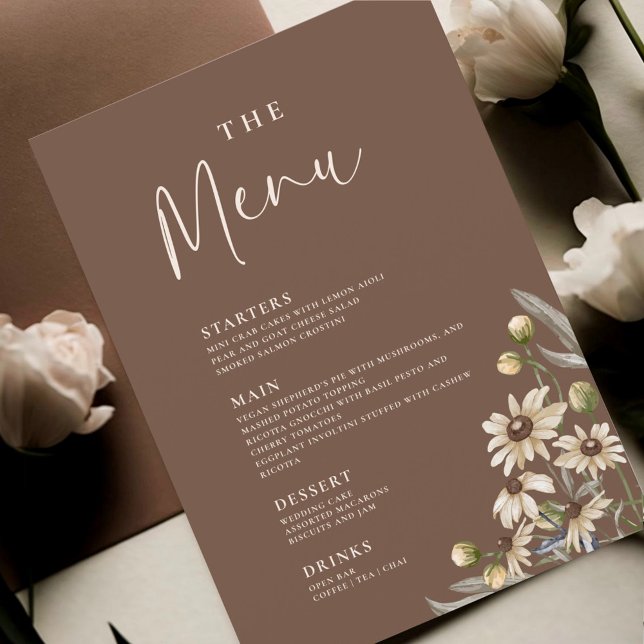 Boho Beige Botanical Wedding Menu (Creator Uploaded)