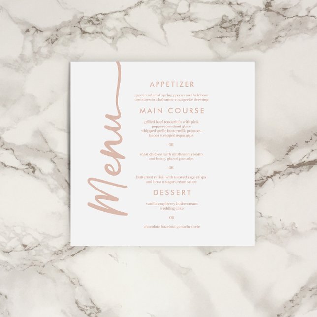 Boho Beige + Brown Terracotta Trendy Wedding Menu Invitation (Creator Uploaded)