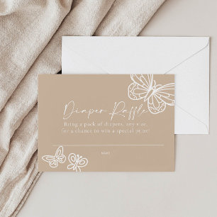 Boho Beige Diaper Raffle Baby Shower Card 
