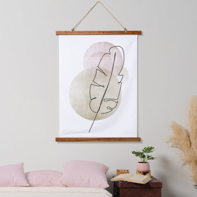 Boho beige feather hanging tapestry (Bedroom)