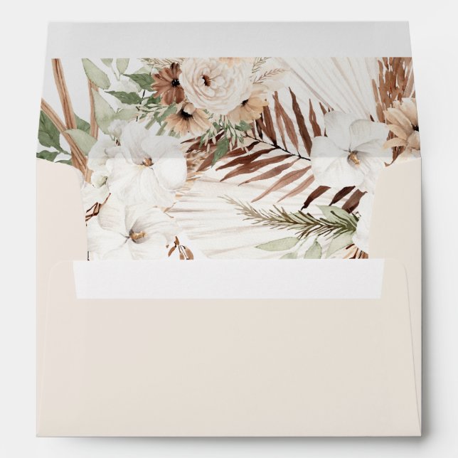 Boho beige fleur enveloppes mariages (Dos (Bas))