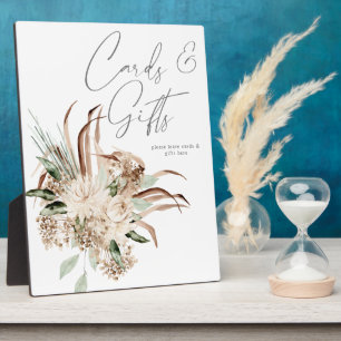 Boho Beige Floral Cards Gifts Plaque