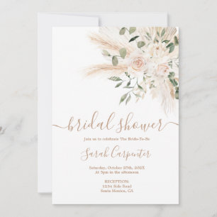 Boho Beige floral Douche nuptiale Invitation