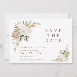Boho Beige Green Floral Enregistrer La Carte Date