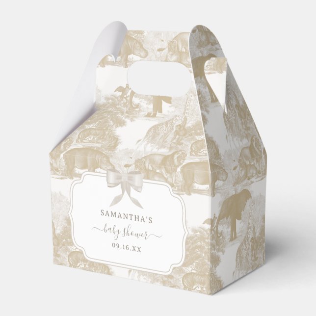 Boho Beige Jungle Animals Safari Chinoiserie  Favor Box (Front Side)