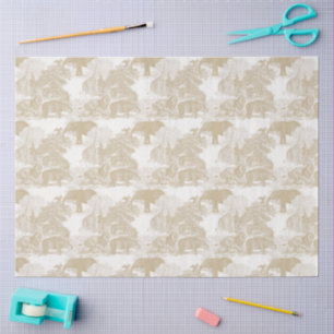 Boho Beige Jungle Animals Safari Chinoiserie Tissue Paper