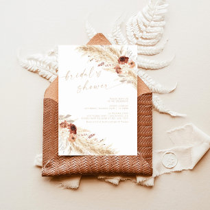 Boho Beige Pampas Grass Bridal Shower Invitation