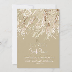 Boho Beige Pampas Modern Bridal Shower Invitation