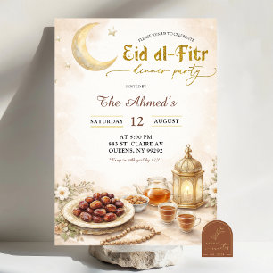 Boho Beige Ramadan Eid Al-Fitr Dinner Party Invitation