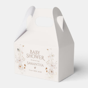 Boho Beige Watercolor Floral Garden Baby Shower Favor Box