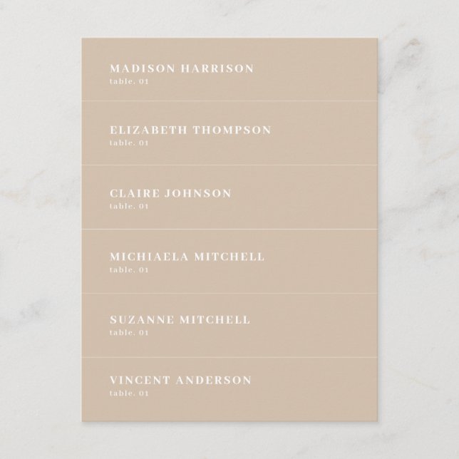 Boho Beige Wedding Name Place Card DIY (Front)