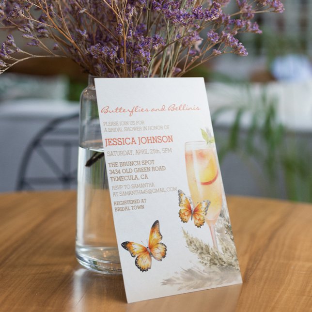  Boho Bellini & Butterflies Bridal Shower  Invitation (Creator Uploaded)