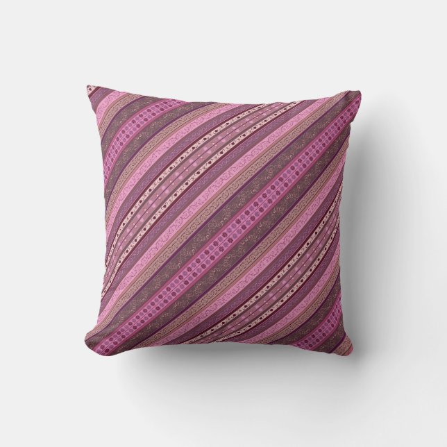 Boho berry stripes  throw pillow (Front)