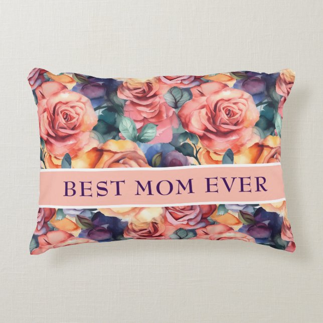 Boho Best Mom Ever Accent Pillow (Front)