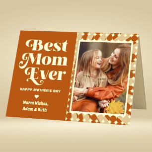 Boho Best Mom Ever Personalized Photo Mothers Day Foil Greeting Card