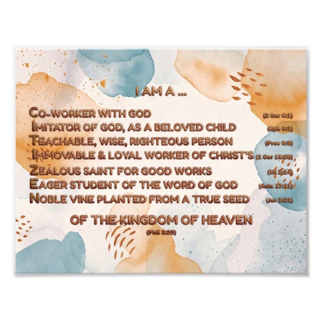 Boho Biblical Affirmations Acrostic w_Scripture 2 Photo Print (Front)