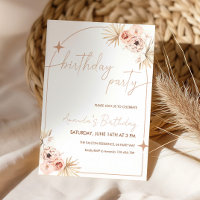 Boho Birthday Invitation Pampas Grass Birthday Car