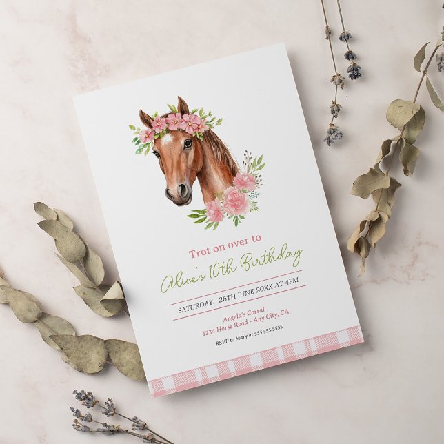 Boho Birthday Party with Garland Horse Invitation (Creator Uploaded)