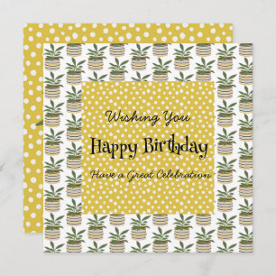 Boho Birthday Plants Dots Gold Sage Green