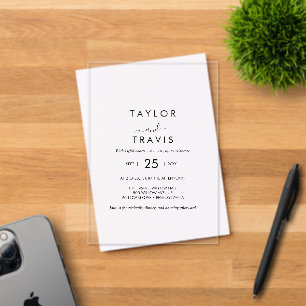 Boho Black Acrylic Modern Wedding Invite Invitations