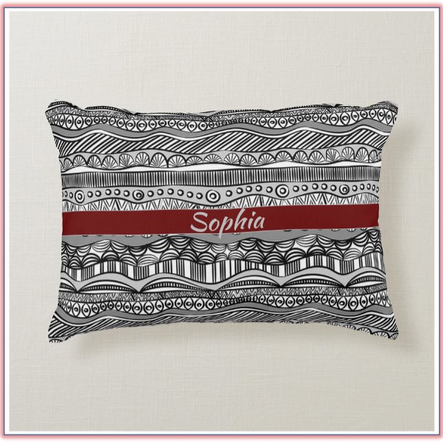 Boho Black and White Ethnic Accent Pillow (Creator Uploaded)