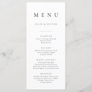 Boho Black and White Minimalist Simple Flat Menu