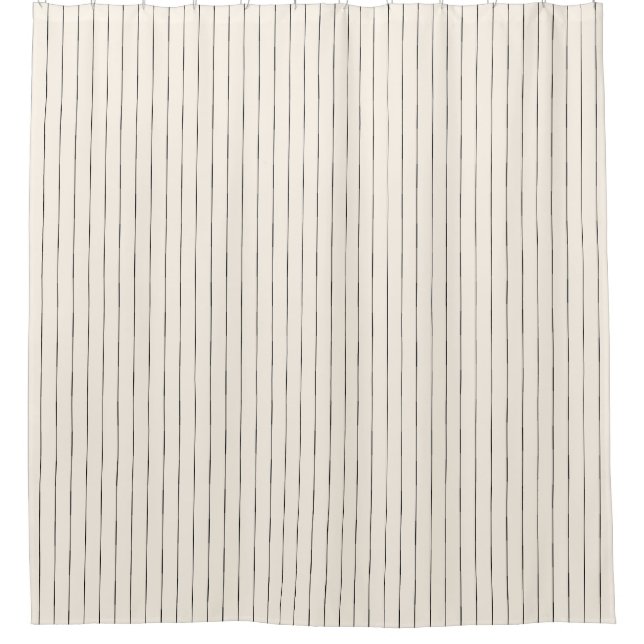 Boho Black and White stripe Shower Curtain (Front)