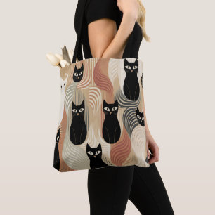 Boho black Cat halloween  Tote Bag