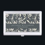 Boho Black Hand Drawn Floral Professional Custom  Business Card Holder<br><div class="desc">Boho Modern Black Hand Drawn Floral Professional Custom Business Card Case</div>