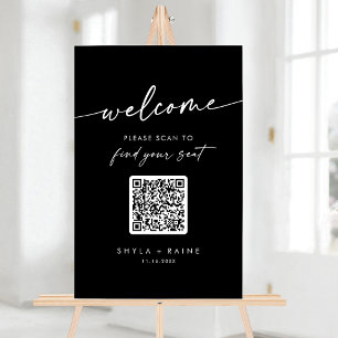 Boho Black QR Code Acrylic Wedding Seating Chart
